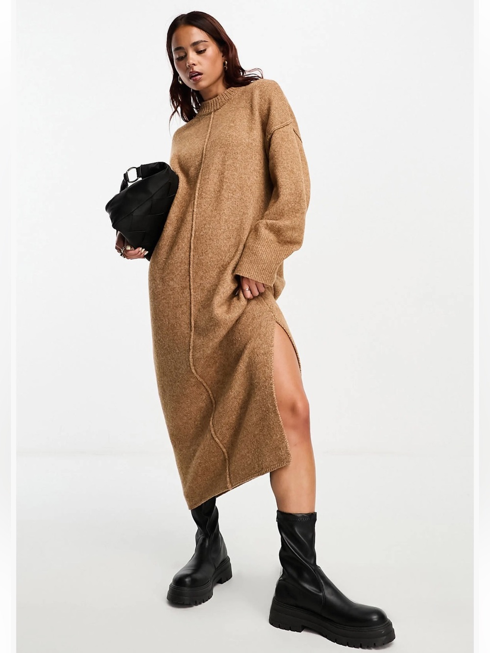 ASOS Brown Long Knit Maxi Sweater Dress Size Small 4-6
